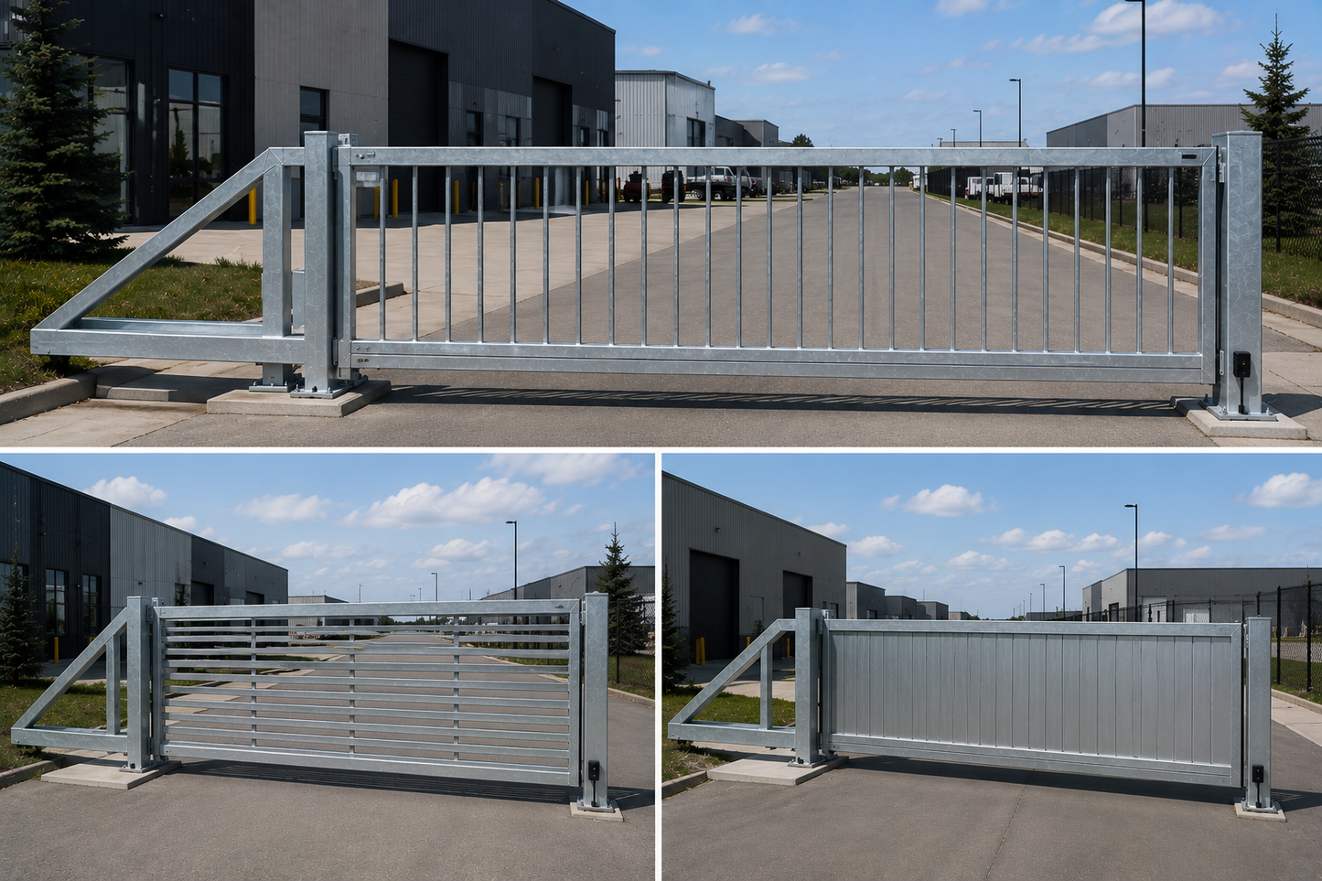 Industrial Cantilever Sliding Gate — Heavy Duty Galvanized or Powder Coated | Custom Sizes | MF-CG-001