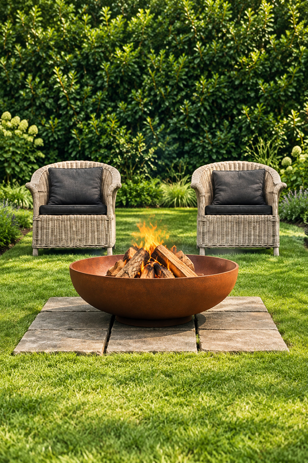 48" Graceful Corten Steel Fire Pit — XXL Outdoor Fire Pit Canada | MF-FP-003A48