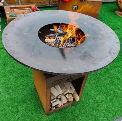 Ultimate Charcoal BBQ and Fire Pit _Grilling Companion for Memorable Gatherings_ Corten Weathered Steel _ MF-BBQ-001