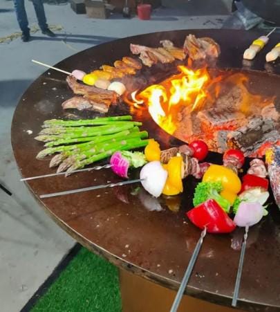 Ultimate Charcoal BBQ and Fire Pit _Grilling Companion for Memorable Gatherings_ Corten Weathered Steel _ MF-BBQ-001
