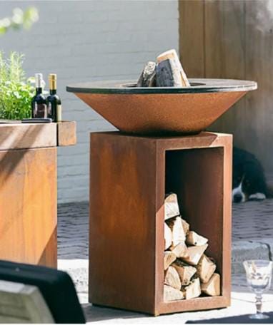 Ultimate Charcoal BBQ and Fire Pit _Grilling Companion for Memorable Gatherings_ Corten Weathered Steel _ MF-BBQ-001