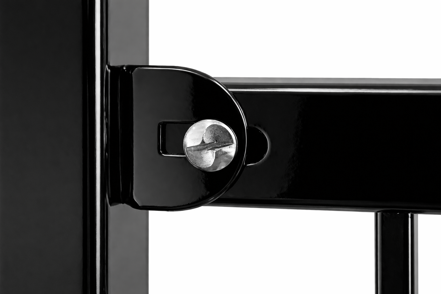 Flat Top Fence Pale with RINGS with 9Ft Post - Galvanized Black Steel Fence Panel (5 ft H × 8 ft W) _ FFRT-010
