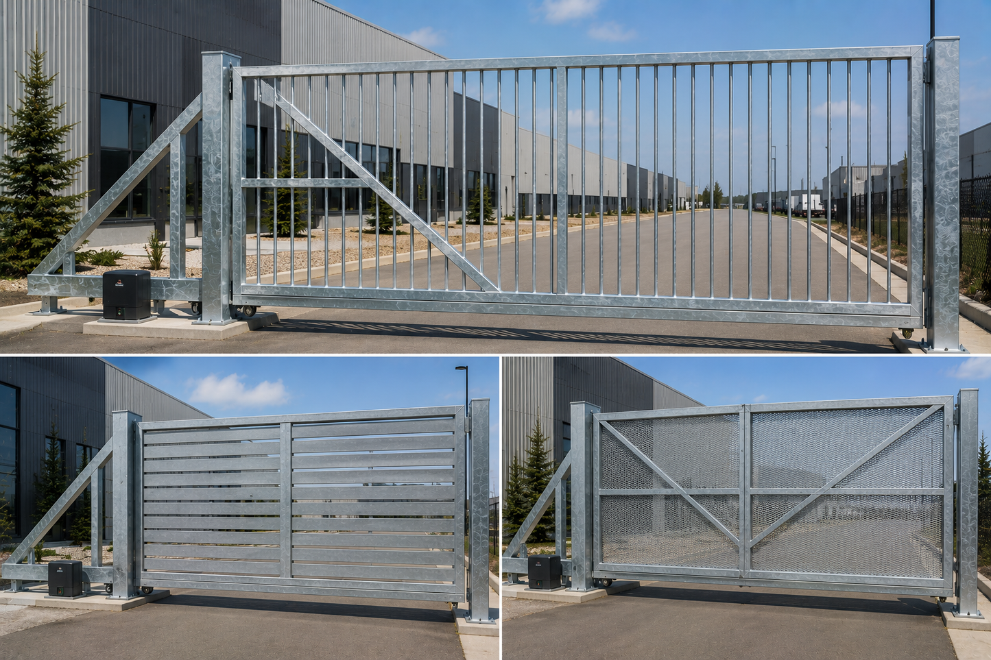 Industrial Cantilever Sliding Gate — Heavy Duty Galvanized or Powder Coated | Custom Sizes | MF-CG-001