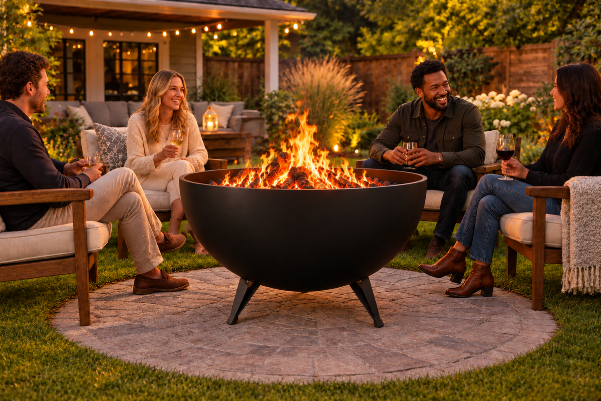 40" and 48 Elegant Corten Steel Fire Pit — XL Heavy Duty Outdoor Fire Pit | MF-FP-001