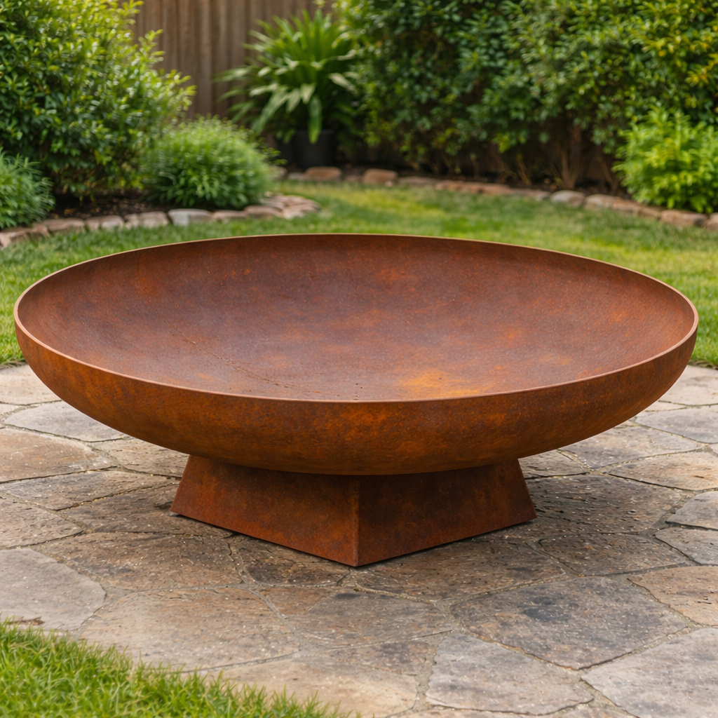 Well-designed 47in – 59in Huge, Deep, Thick Fire pit _Heavy Duty Corten Weathered Steel _ Custom Canadian Product _ MF-FP-004