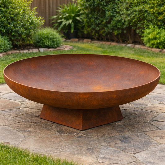Well-designed 47in – 59in Huge, Deep, Thick Fire pit _Heavy Duty Corten Weathered Steel _ Custom Canadian Product _ MF-FP-004