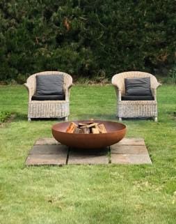 60" Graceful Corten Steel Fire Pit — XXL Outdoor Fire Pit | MF-FP-003A