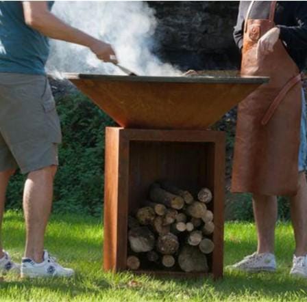 36" Corten Steel Charcoal BBQ & Fire Pit — Heavy Duty Outdoor Grill | MF-BBQ-001B
