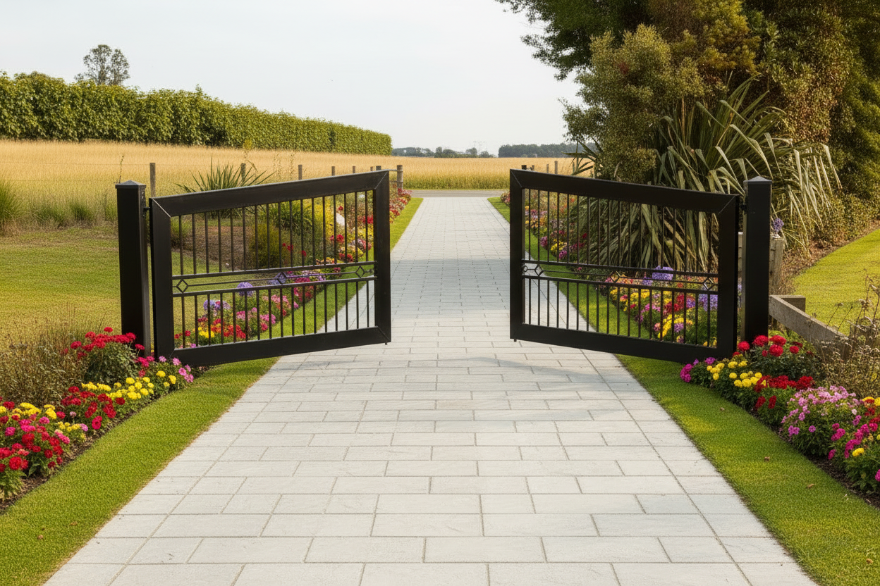 Sample Farm Style Metal Driveway Gate _ Canadian Crafted Excellence_GG-055