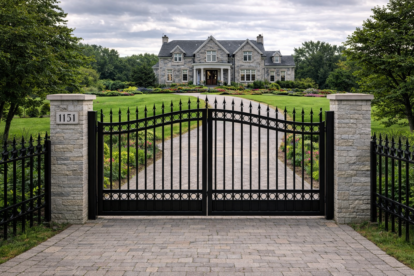 Double Ring Style Metal Driveway Gate _ Canadian Crafted Excellence_GG-050