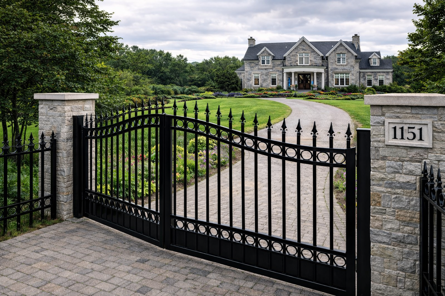 Double Ring Style Metal Driveway Gate _ Canadian Crafted Excellence_GG-050